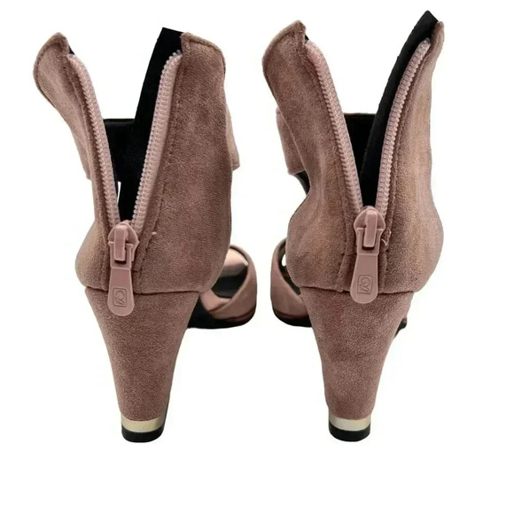 BUTITI NEW Women 8 Pink Cutout Peep-Toe Suede Pump Zip Closure Elegant Chic - Picture 5 of 14